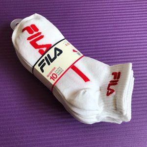 FILA Men's 10 Pairs Quarter Athletic Logo Socks